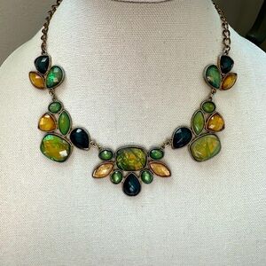 Multi-Color Gemstone Bib Necklace